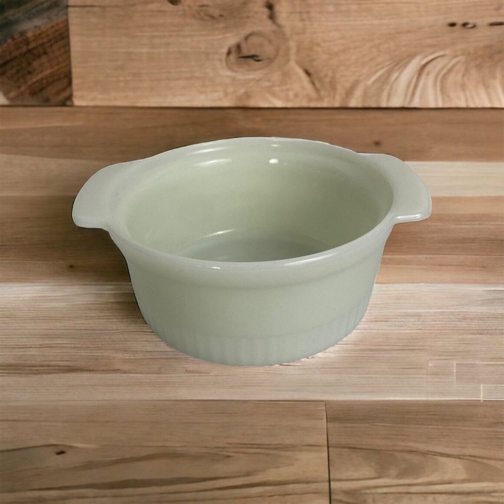 Vintage Fire King White Casserole Dish 1 Quart 6.5" Handles Made in USA